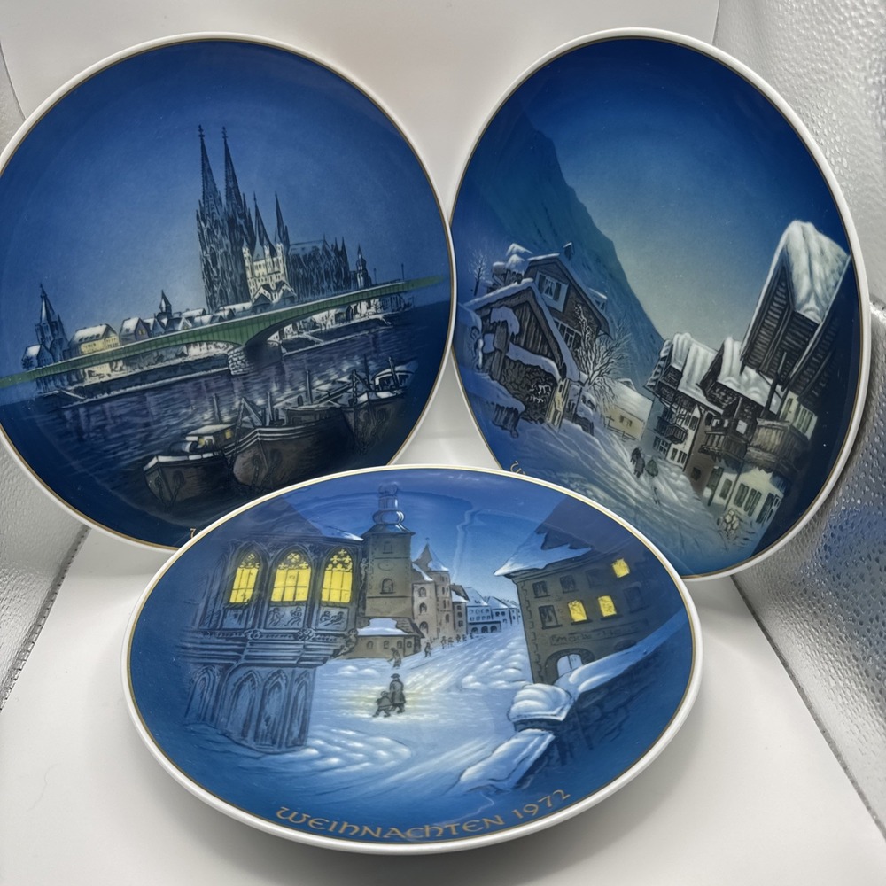 3 Rosenthal Weihnachtsteller Collector‎ Plates 1970, 1971, 1972